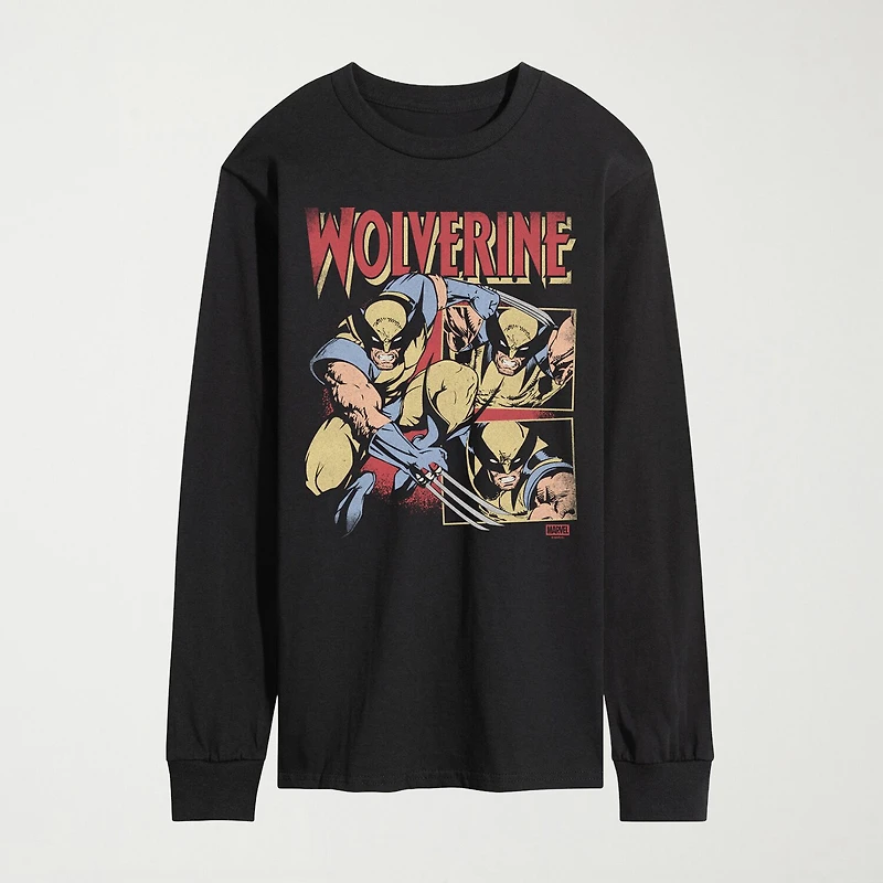 Novelty Mens Crew Neck Long Sleeve Regular Fit Marvel Graphic T-Shirt