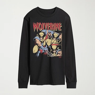 Novelty Mens Crew Neck Long Sleeve Regular Fit Marvel Graphic T-Shirt