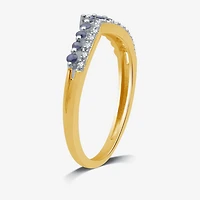 Diamond Accent Lab Created Sapphire Sterling Silver or 14K Gold Over Wedding Band
