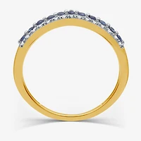 Diamond Accent Lab Created Sapphire Sterling Silver or 14K Gold Over Wedding Band