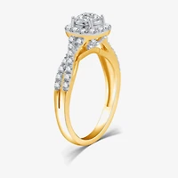 I Said Yes (H-I / I1) Womens 1 CT. T.W. Lab Grown White Diamond Sterling Silver or 14K Gold Over Round Cushion Side Stone Halo Bridal Set