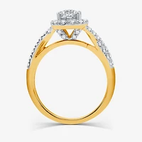 I Said Yes (H-I / I1) Womens 1 CT. T.W. Lab Grown White Diamond Sterling Silver or 14K Gold Over Round Cushion Side Stone Halo Bridal Set