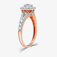 I Said Yes (H-I / I1) Womens 1 1/4 CT. T.W. Lab Grown White Diamond Sterling Silver or 14K Gold Over Cushion Side Stone Halo Bridal Set