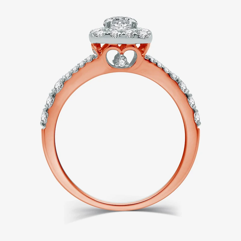 I Said Yes (H-I / I1) Womens 1 1/4 CT. T.W. Lab Grown White Diamond Sterling Silver or 14K Gold Over Cushion Side Stone Halo Bridal Set