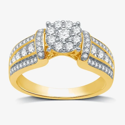 I Said Yes (H-I / I1) Womens 3/4 CT. T.W. Lab Grown White Diamond Sterling Silver or 14K Gold Over Round Side Stone Engagement Ring