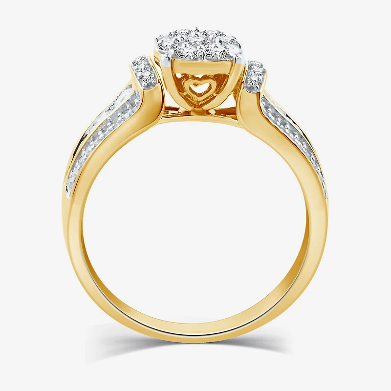 I Said Yes (H-I / I1) Womens 3/4 CT. T.W. Lab Grown White Diamond Sterling Silver or 14K Gold Over Round Side Stone Engagement Ring