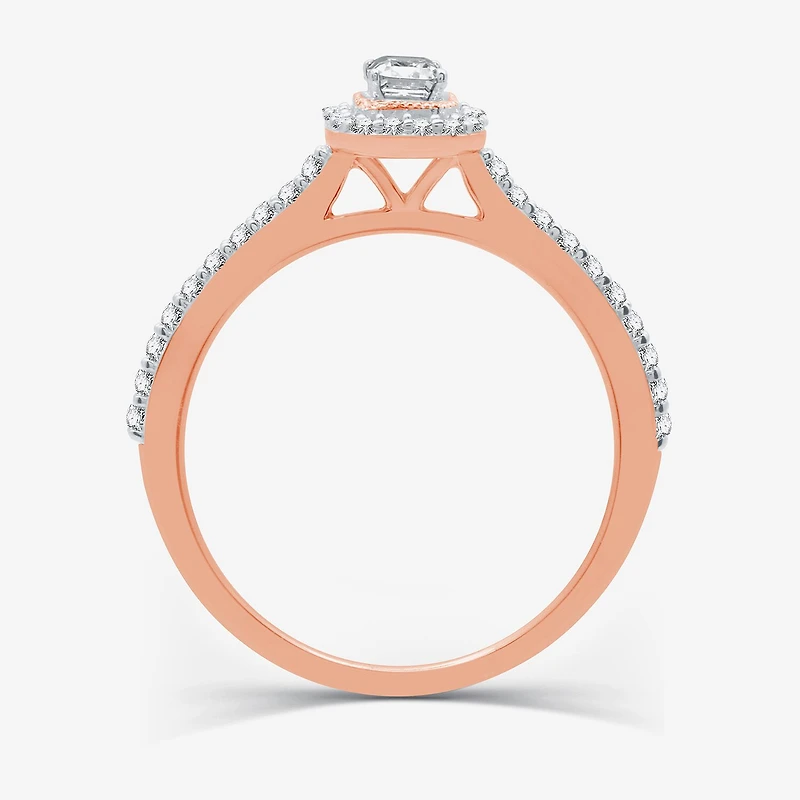 I Said Yes (H-I / I1) Womens 1/2 CT. T.W. Lab Grown White Diamond Sterling Silver or 14K Gold Over Side Stone Halo Engagement Ring