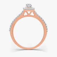 I Said Yes (H-I / I1) Womens 1/2 CT. T.W. Lab Grown White Diamond Sterling Silver or 14K Gold Over Side Stone Halo Engagement Ring
