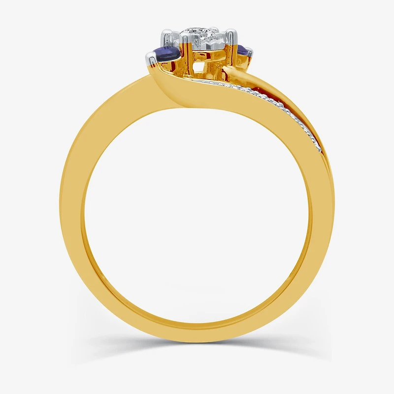 I Said Yes (H-I / I1) Womens 1/8 CT. T.W. Lab Grown White Diamond Sterling Silver or 14K Gold Over Side Stone 3-Stone Engagement Ring
