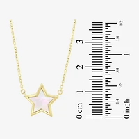 Womens White Mother Of Pearl 14K Gold Star 17 Inch Pendant Necklace
