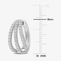 Womens Lab Created White Moissanite Sterling Silver 18mm Hoop Earrings