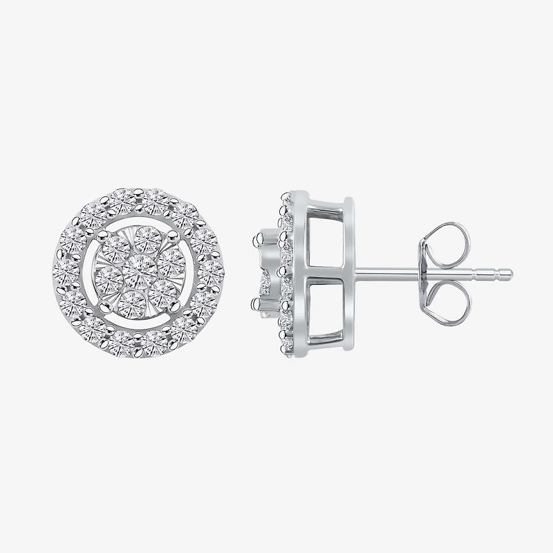 Diamond Blossom (G / Si2) 1 CT. T.W. Lab Grown White Diamond 10K Gold 6.1mm Round Stud Earrings