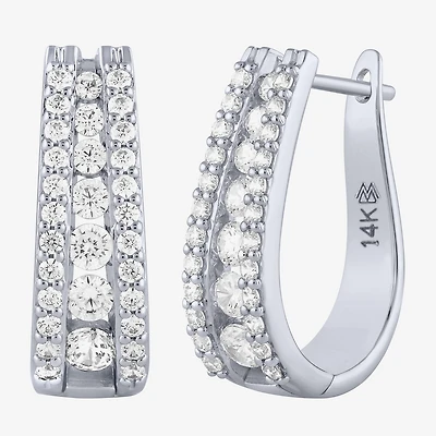 (G / Si2) Womens 1 1/2 CT. T.W. Lab Grown White Diamond 14K Gold 20.9mm Hoop Earrings