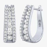 (G / Si2) Womens 1 1/2 CT. T.W. Lab Grown White Diamond 14K Gold 20.9mm Hoop Earrings