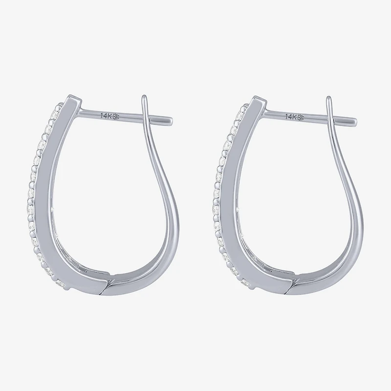 (G / Si2) Womens 1 1/2 CT. T.W. Lab Grown White Diamond 14K Gold 20.9mm Hoop Earrings