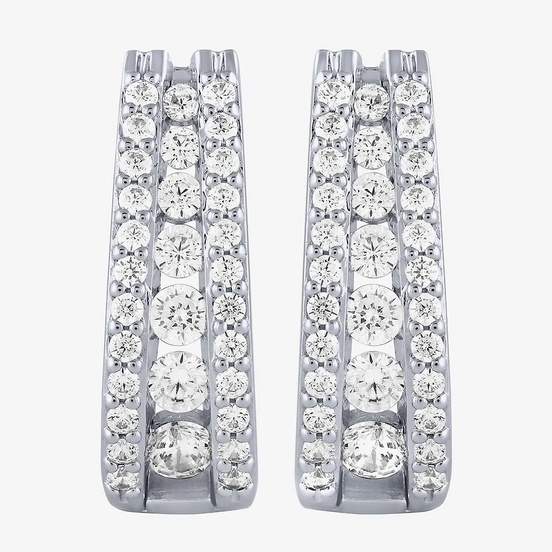 (G / Si2) Womens 1 1/2 CT. T.W. Lab Grown White Diamond 14K Gold 20.9mm Hoop Earrings