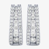 (G / Si2) Womens 1 1/2 CT. T.W. Lab Grown White Diamond 14K Gold 20.9mm Hoop Earrings