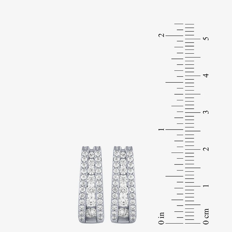 1½ CT. T.W. Certified Diamond 14K White or Yellow Gold Hoop Earrings