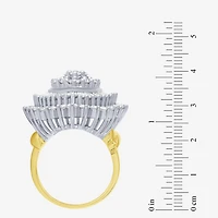 (G / I1) Womens 4 CT. T.W. Lab Grown White Diamond 10K Gold Cluster Cocktail Ring