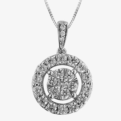 Diamond Blossom (G / Si2) Womens 1 CT. T.W. Lab Grown White Diamond 10K Gold Round 18 Inch Pendant Necklace