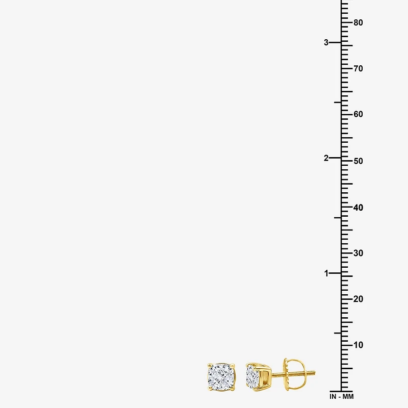 Ever Star (G / Vs2) 2 CT. T.W. Lab Grown White Diamond 14K Gold 14K White Gold Round Cushion Stud Earrings