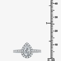 (H-I / Si2-I1) Womens 1 3/4 CT. T.W. Lab Grown White Diamond 10K Gold Pear Side Stone Halo Bridal Set