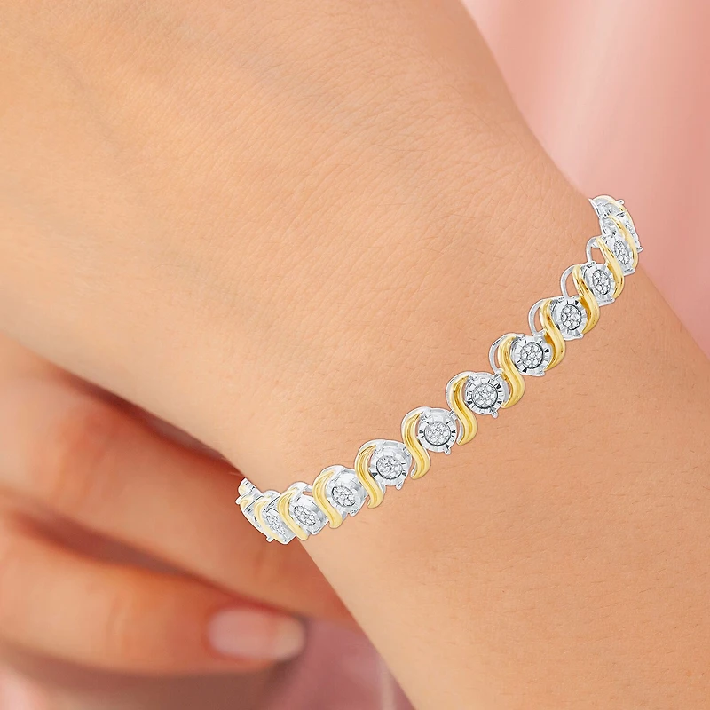 Womens 1/10 CT. T.W. Diamond Tennis Bracelet Sterling Silver or 14K Gold Over