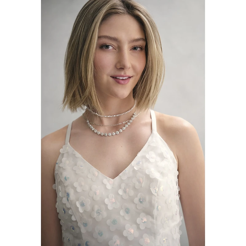 Monet Jewelry Timeless Silver Tone Floral Womens 17 Inch Collar Necklace