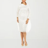 Giovanna Signature Womens Asymmetrical Neck Long Sleeve Diamond Sheath Dress