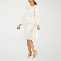 Giovanna Signature Womens Asymmetrical Neck Long Sleeve Diamond Sheath Dress