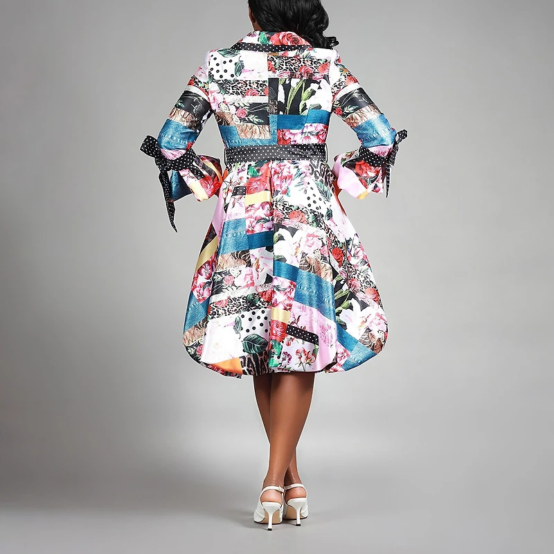Giovanna Signature Womens Belted Long Sleeve Floral Shirt Dress
