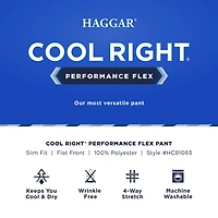 Haggar Cool Right Performance Flex Mens Comfort Waistband Slim Fit Flat Front Pant