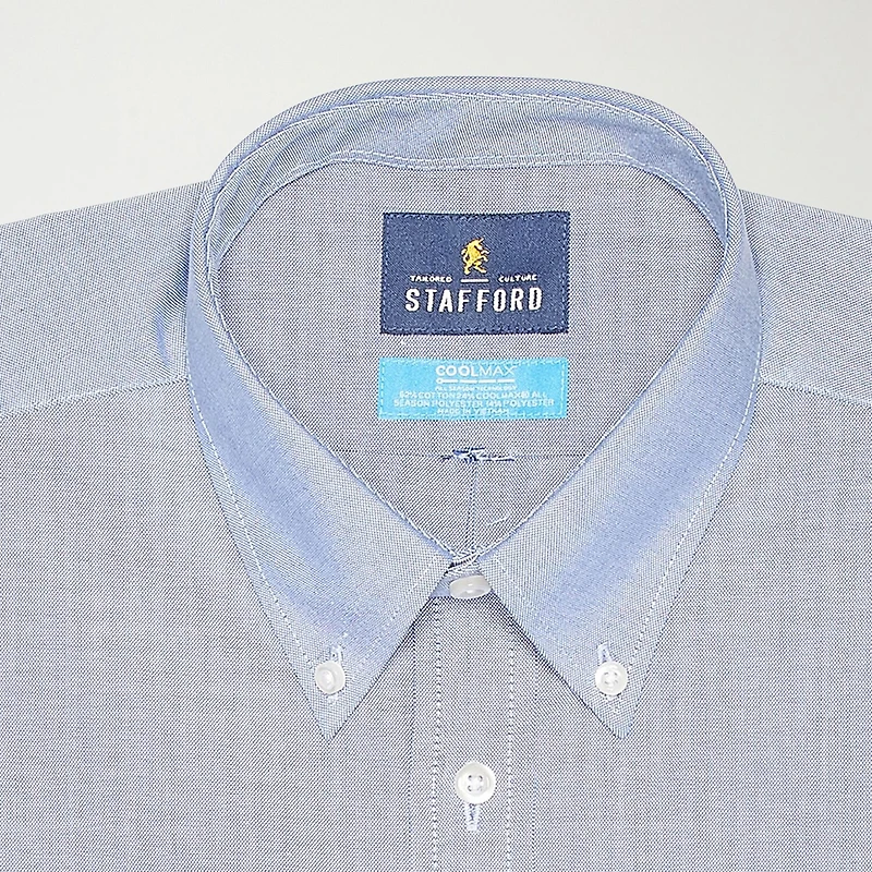 Stafford Coolmax All Season Ecomade Oxford Mens Regular Fit STRETCH FABRIC Wrinkle Free Long Sleeve Dress Shirt