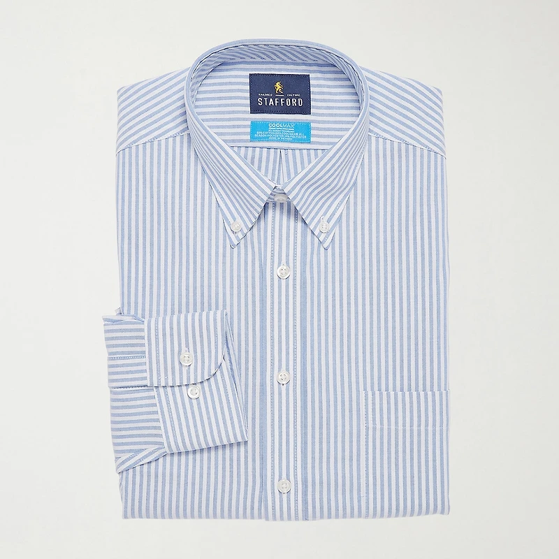 Stafford Coolmax All Season Ecomade Mens Classic Fit Stretch Fabric Wrinkle Free Long Sleeve Dress Shirt