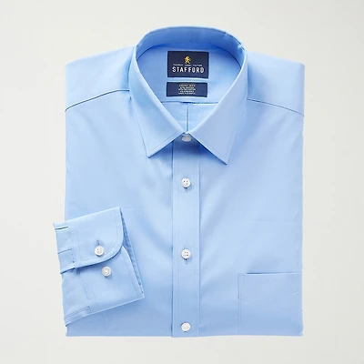 Stafford Smart Tech Mens Regular Fit Stretch Fabric Wrinkle Free Long Sleeve Dress Shirt