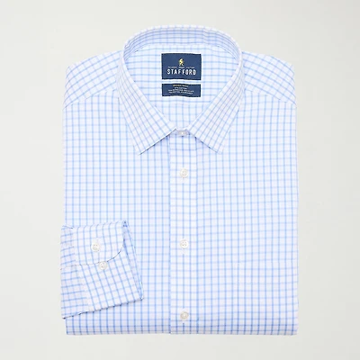 Stafford Smart Tech Mens Slim Fit Stretch Fabric Wrinkle Free Long Sleeve Dress Shirt