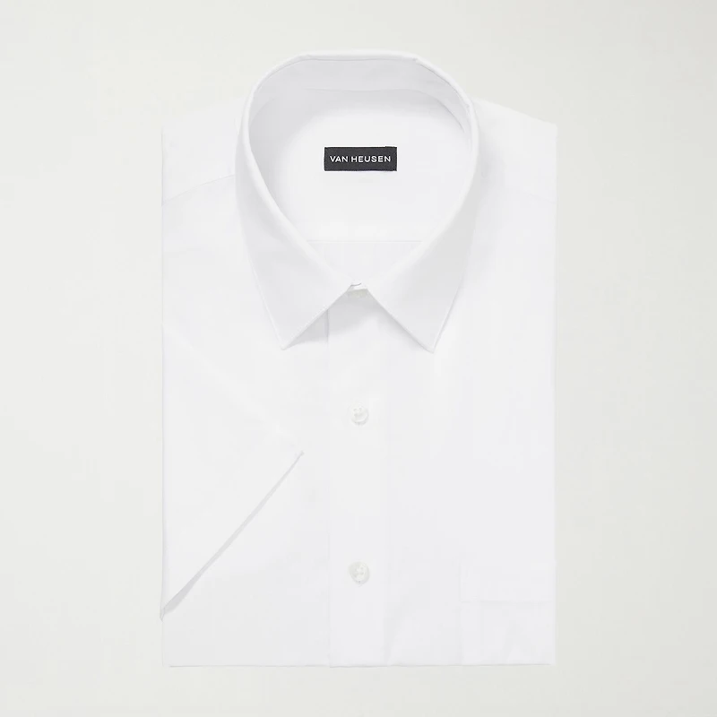 Van Heusen Poplin Mens Regular Fit Easy Care Wrinkle Free Short Sleeve Dress Shirt