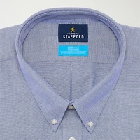 Stafford Big and Tall Coolmax All Season Oxford Mens Button Down Collar Long Sleeve Stretch Fabric Wrinkle Free Dress Shirt