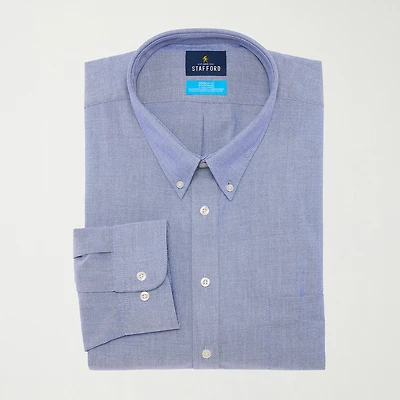 Stafford Big and Tall Coolmax All Season Oxford Mens Button Down Collar Long Sleeve Stretch Fabric Wrinkle Free Dress Shirt