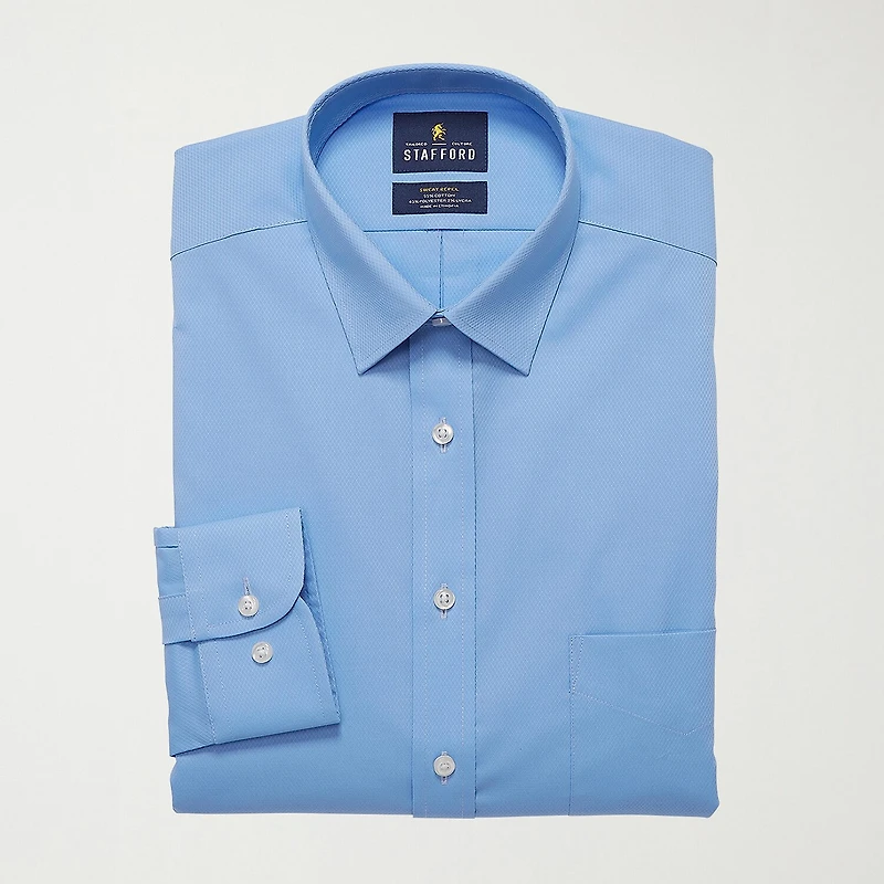 Stafford Big & Tall Advanced Performance Sweat Repel Mens Regular Fit Stretch Fabric Wrinkle Free Long Sleeve Dress Shirt