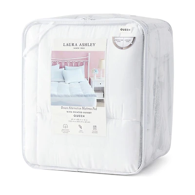 Laura Ashley Down Alternative Mattress Pad With Printed Gusset