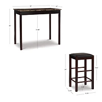 Linon Faux Stone Paper Wrapped Top 3-pc. Pub Set