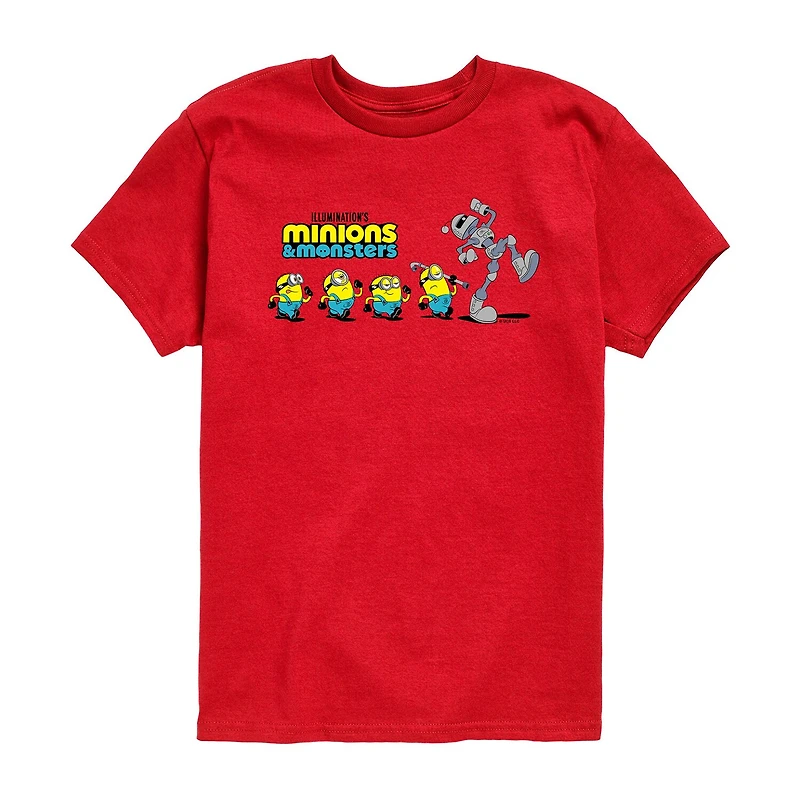Robot Little & Big Kid Boys Crew Neck Short Sleeve Regular Fit Minions Graphic T-Shirt
