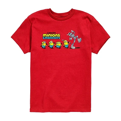 Robot Little & Big Kid Boys Crew Neck Short Sleeve Regular Fit Minions Graphic T-Shirt