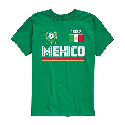 Mexico Soccer Little & Big Kid Boys Crew Neck Short Sleeve Regular Fit Graphic T-Shirt