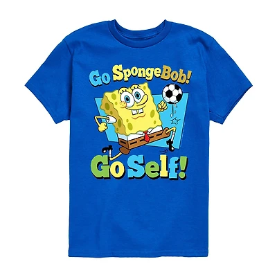 Soccer Go Self Little & Big Kid Boys Crew Neck Short Sleeve Regular Fit Spongebob Graphic T-Shirt