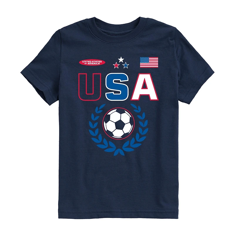 Usa Soccer Little & Big Kid Boys Crew Neck Short Sleeve Regular Fit Graphic T-Shirt