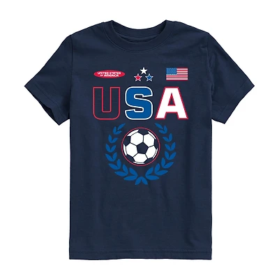 Usa Soccer Little & Big Kid Boys Crew Neck Short Sleeve Regular Fit Graphic T-Shirt