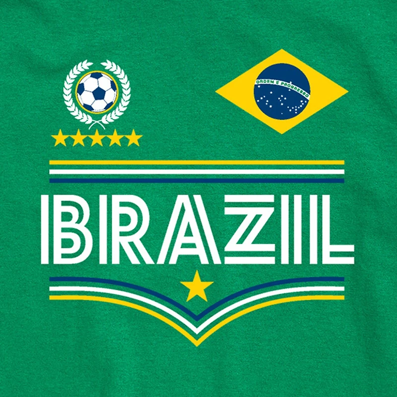 Brazil Soccer Little & Big Kid Boys Crew Neck Short Sleeve Regular Fit Graphic T-Shirt
