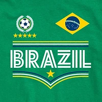 Brazil Soccer Little & Big Kid Boys Crew Neck Short Sleeve Regular Fit Graphic T-Shirt